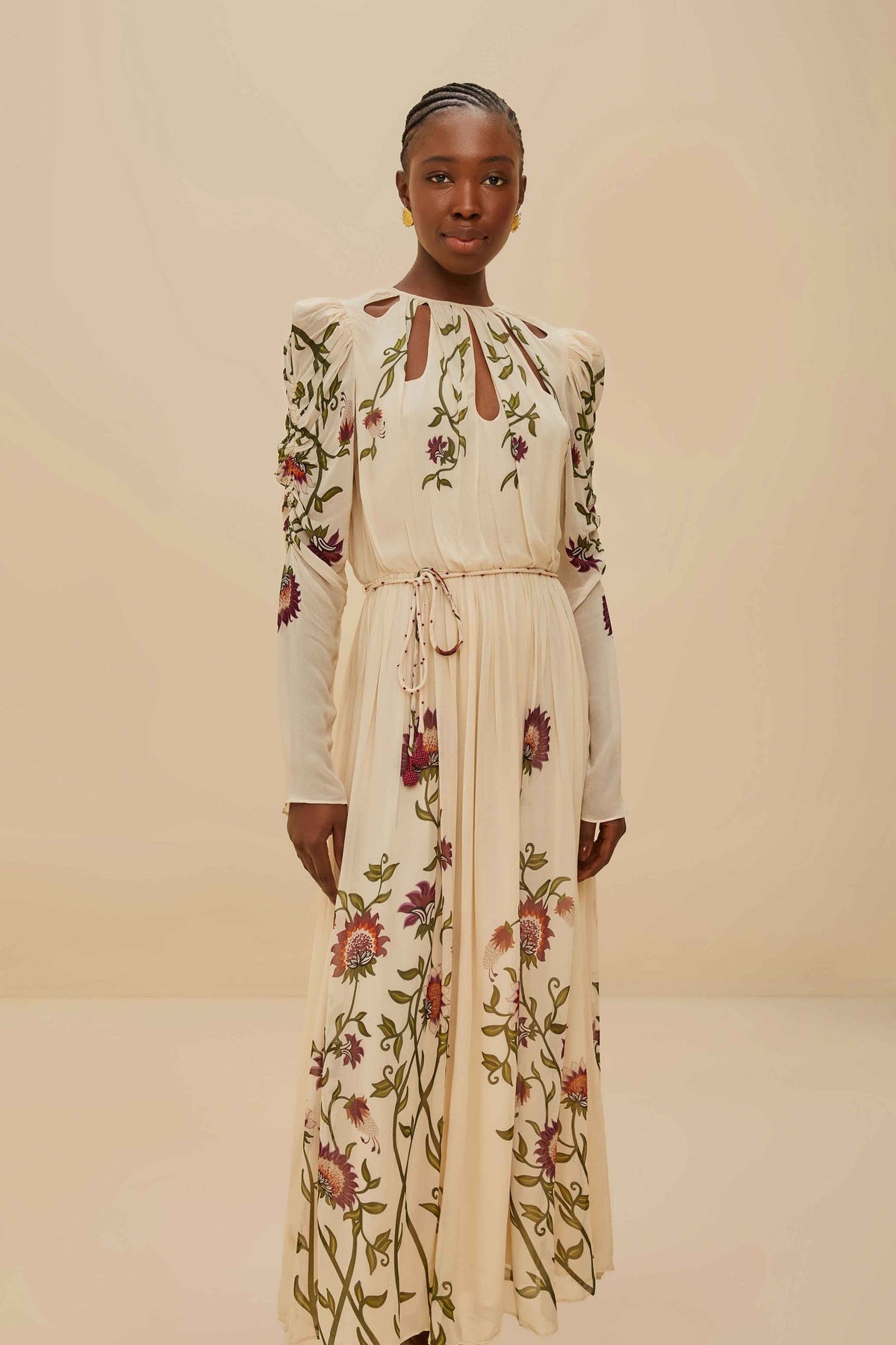 FARM Rio Multicolor Romantic Nature Long Sleeve Maxi Dress