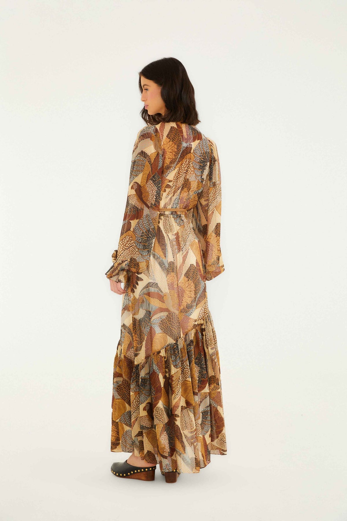 FARM Rio Cream Dotted Macaws Long Sleeve Maxi Dress | FARM Rio