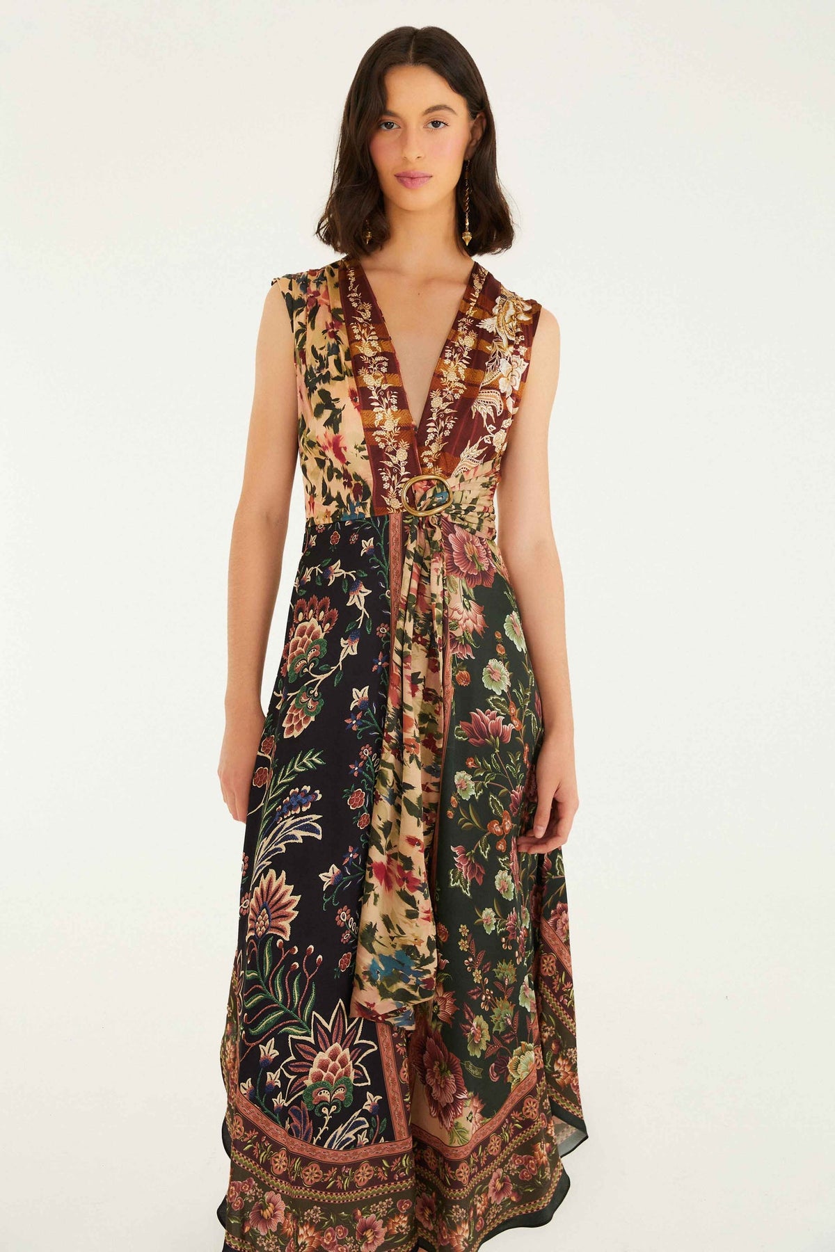 FARM Rio Mixed Winter Garden Lenzing™ Ecovero™ Viscose Sleeveless Maxi Dress | FARM Rio