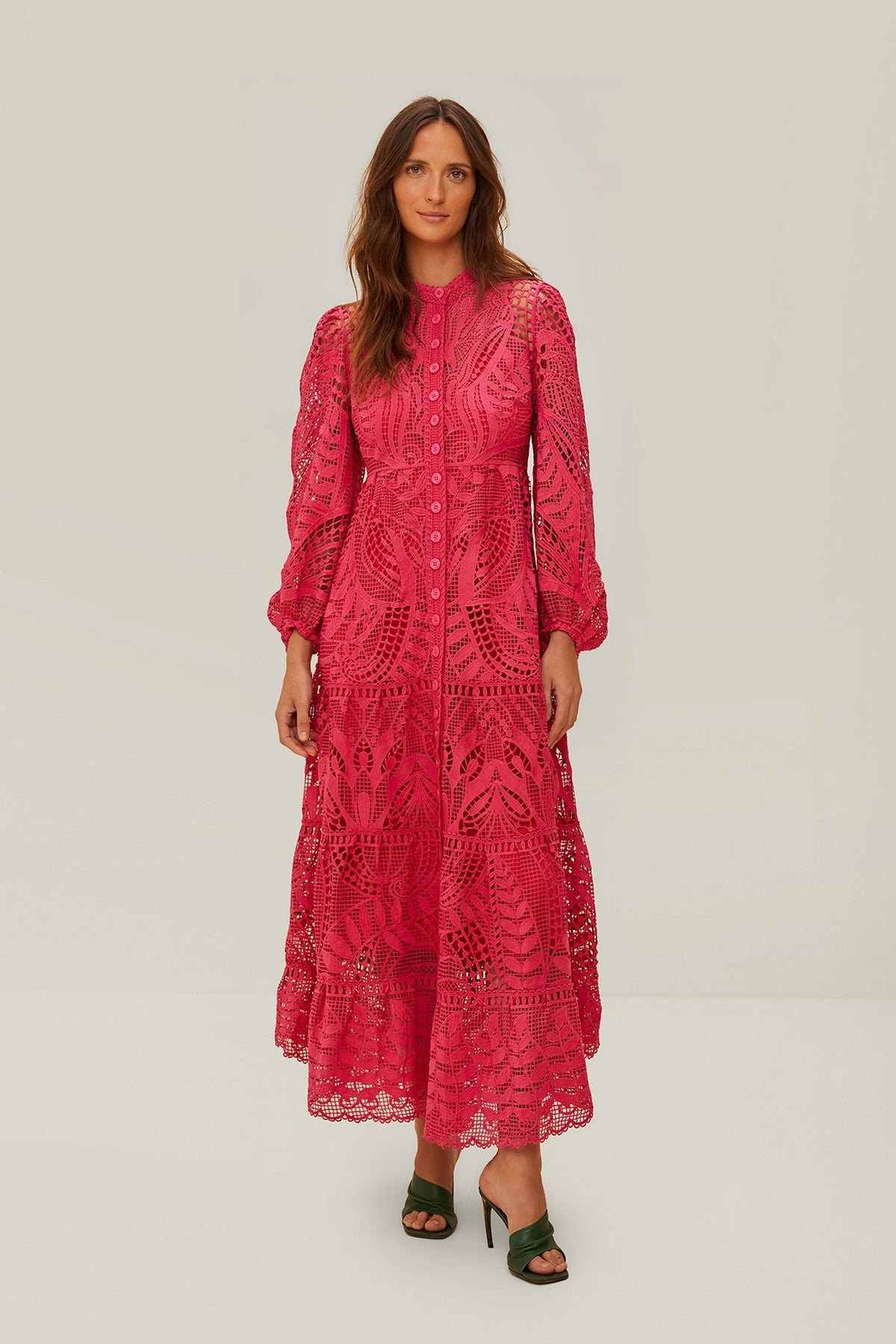 FARM Rio Pink Guipire Maxi Dress