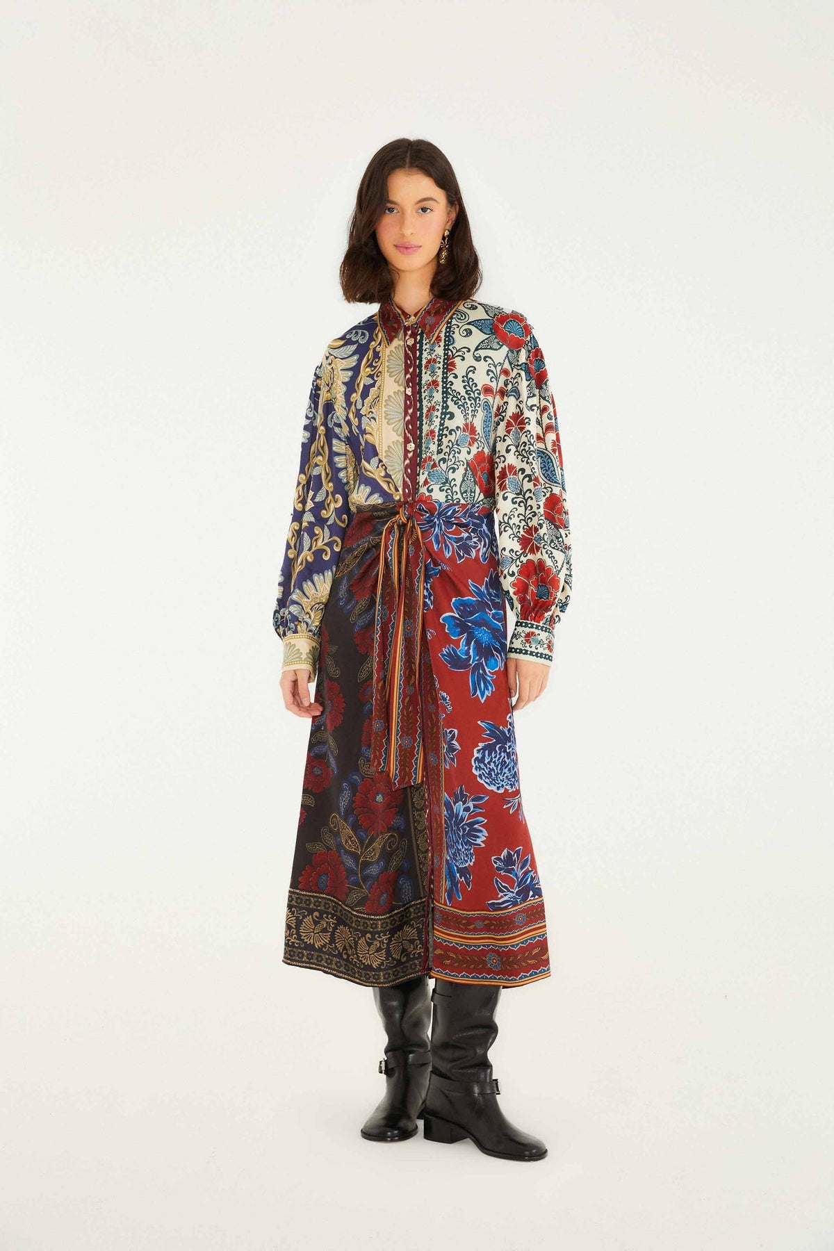 FARM Rio Mixed Navy Winter Lenzing® Ecovero® Viscose Midi Dress | FARM Rio