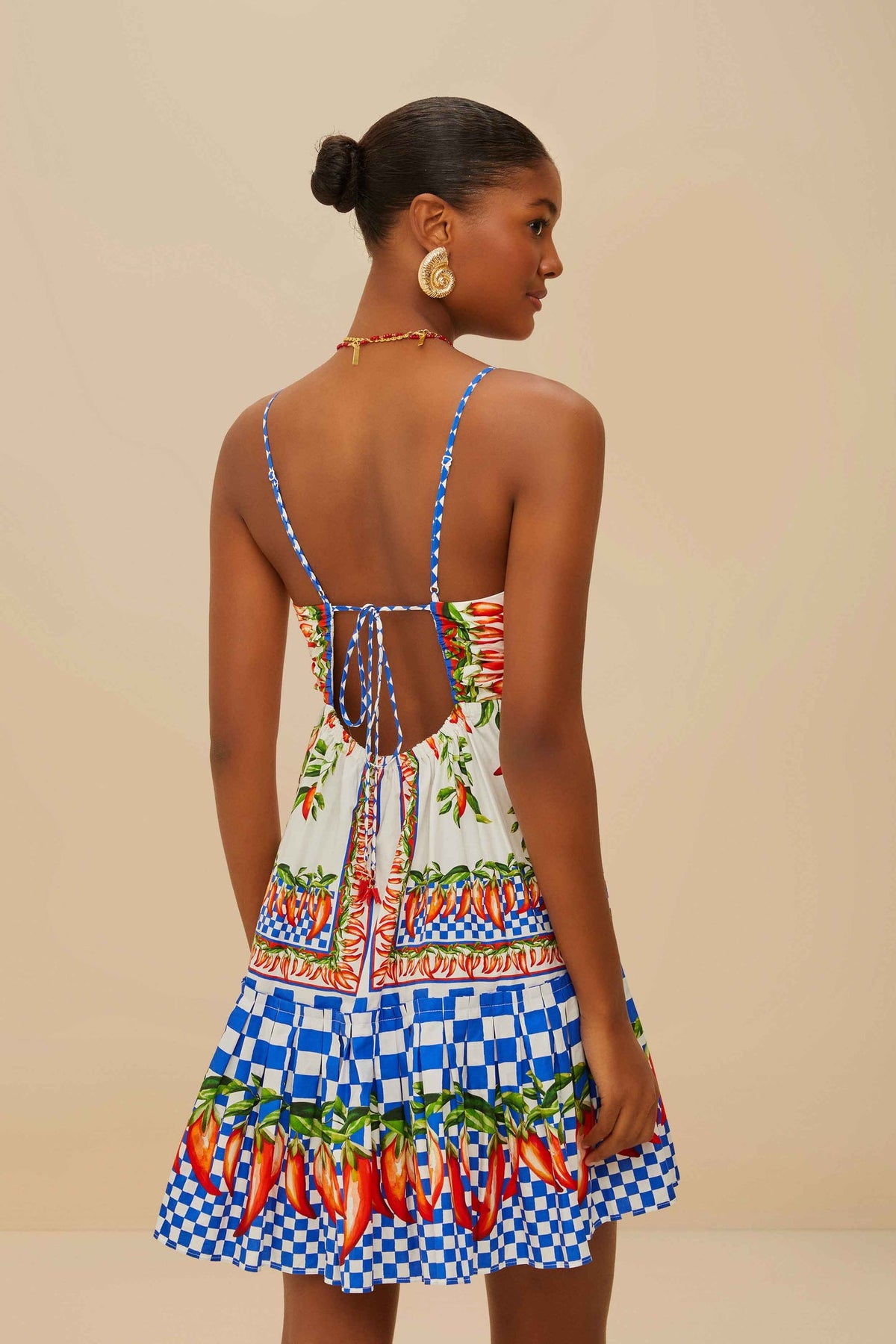 FARM Rio Off-White Picnic Peppers Ainika Organic Cotton Mini Dress