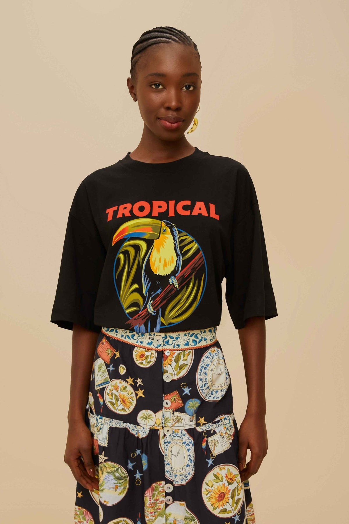 FARM Rio Black Tropical Organic Cotton T-Shirt