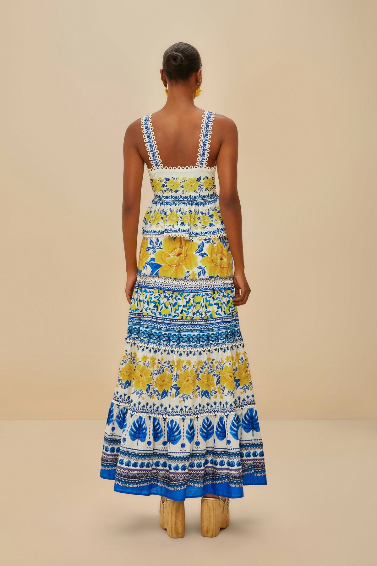 FARM Rio Off-White Zuli Low Rise Maxi Skirt