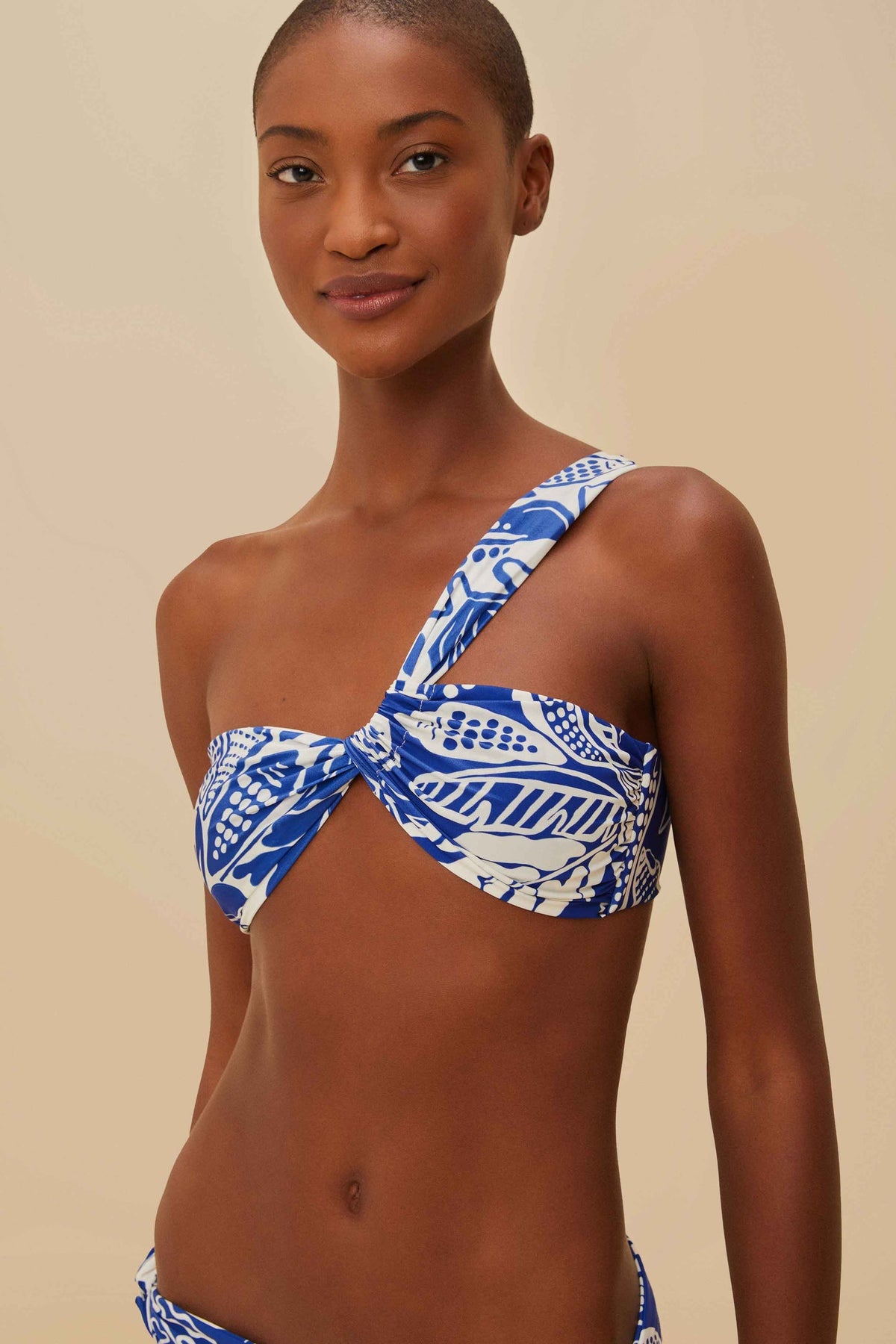 FARM Rio Off-White River Nature One-Shoulder Bikini Top
